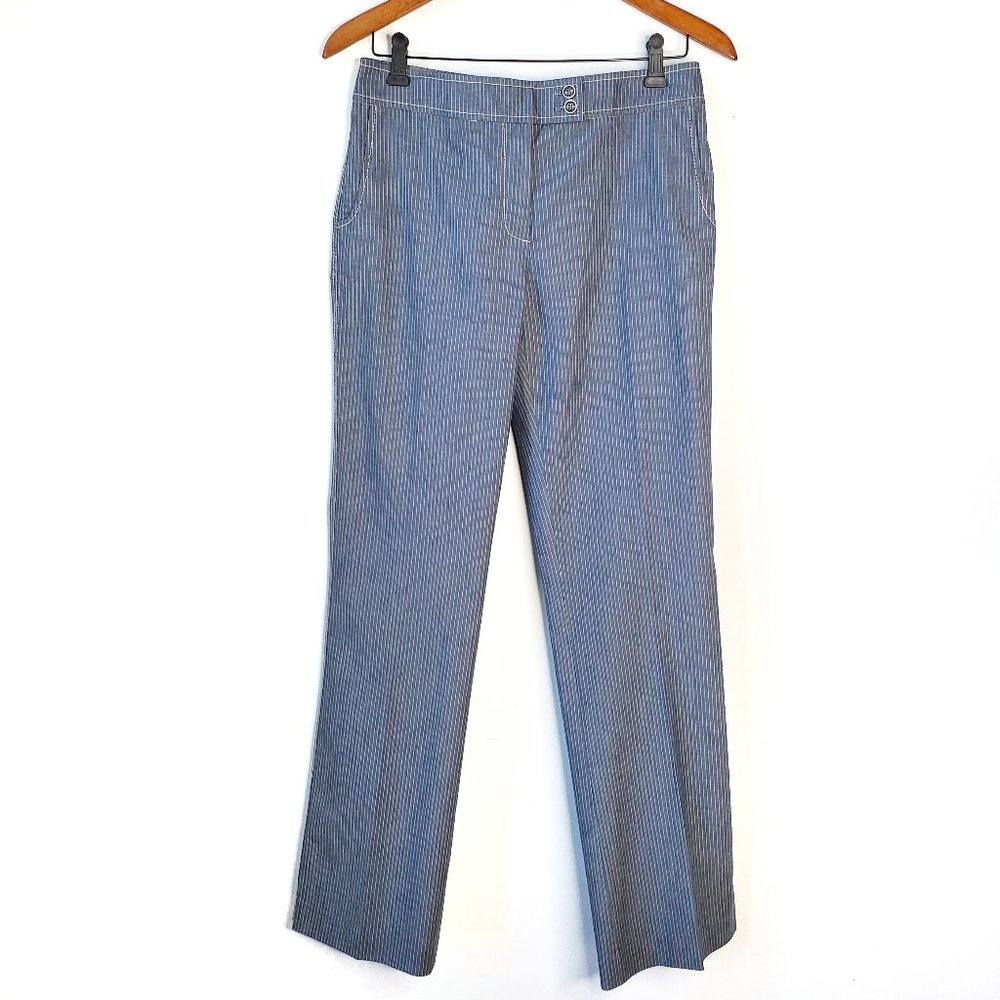 Robert Graham Tess Pinstripe Cotton Pants, Blue Grey, 8